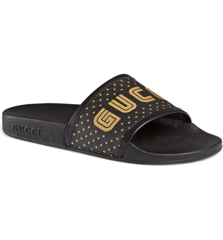 gold gucci flip flops